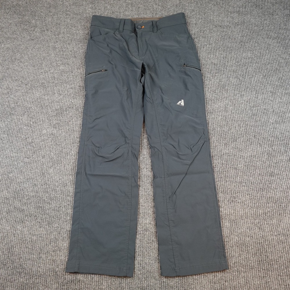 Eddie Bauer First Ascent Pants Mens 34x32 Gray Nylon Stretch Hiking Zip Pockets